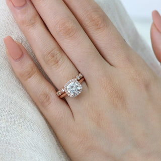 Solitaire Cushion Cut Moissanite Ring With Milgrain Band Ring