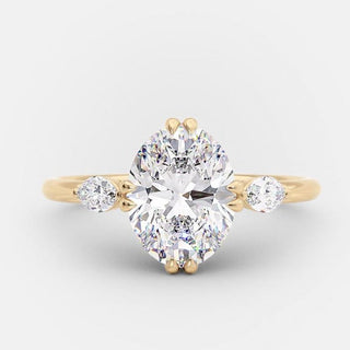 3 Stone Oval Cut Diamond 14K Yellow Gold Engagement Ring