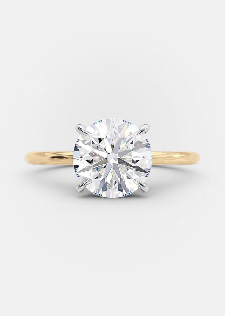 2.0ct Round Brilliant Cut Solitaire Moissanite Diamond Engagement Ring in 14K Gold