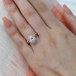 Oval cut moissanite with bridal band set 14k in rose gold