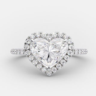 2.0ct Heart Shape Moissanite Halo Engagement Ring
