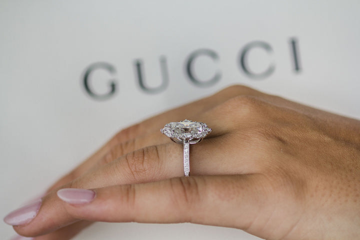 3.40CT Radiant Cut Unique Halo Moissanite Engagement Ring