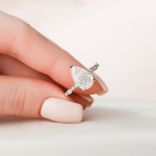 2.50 CT Art Deco  Pear Shape Moissanite Engagement Ring