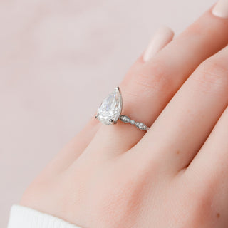 2.50 CT Art Deco  Pear Shape Moissanite Engagement Ring