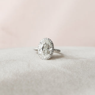 3.50CT Oval Cut Halo Moissanite Engagement Ring