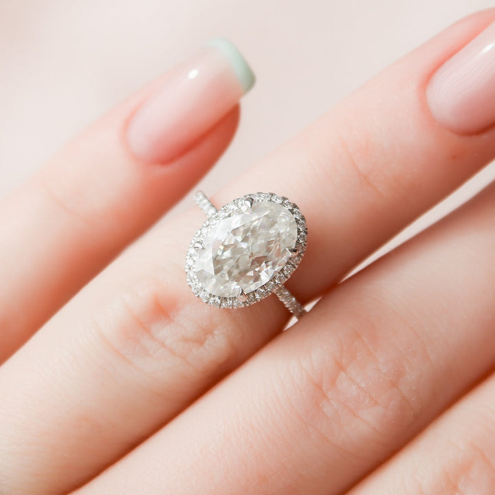 3.5 CT Oval Cut Halo  Moissanite  Engagement Ring