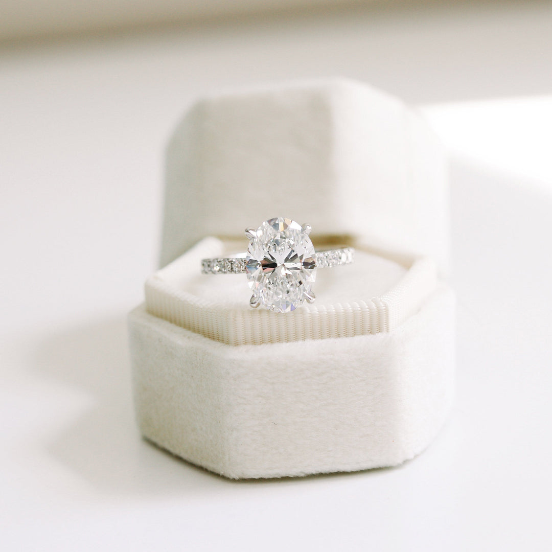 2.25CT Oval Cut Moissanite Pave Diamond Engagement Ring