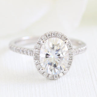 Oval Cut Moissanite Ring With Diamond Band