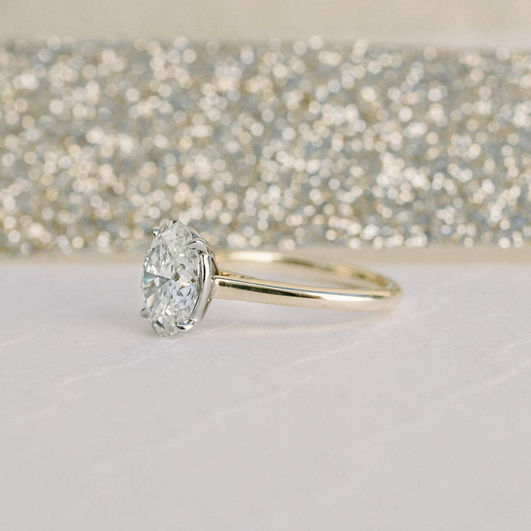1.75ct Oval Cut Solitaire Moissanite 14K Gold Engagement Ring