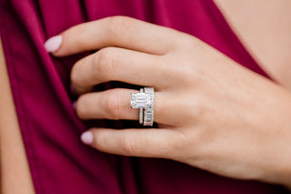 4.30CT Emerald Cut Hidden Halo Moissanite Engagement Ring