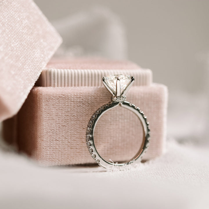 2.25CT Round Brilliant Cut Moissanite Collar Pave Diamond Engagement Ring