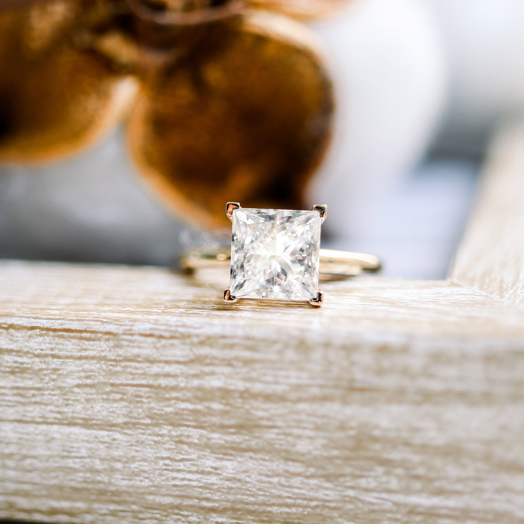 1.75ct Princess Cut Moissanite Diamond Classic Solitare Engagement Ring