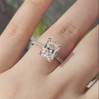2.70ct Radiant Diamond Hidden Halo Moissanite Engagement Ring