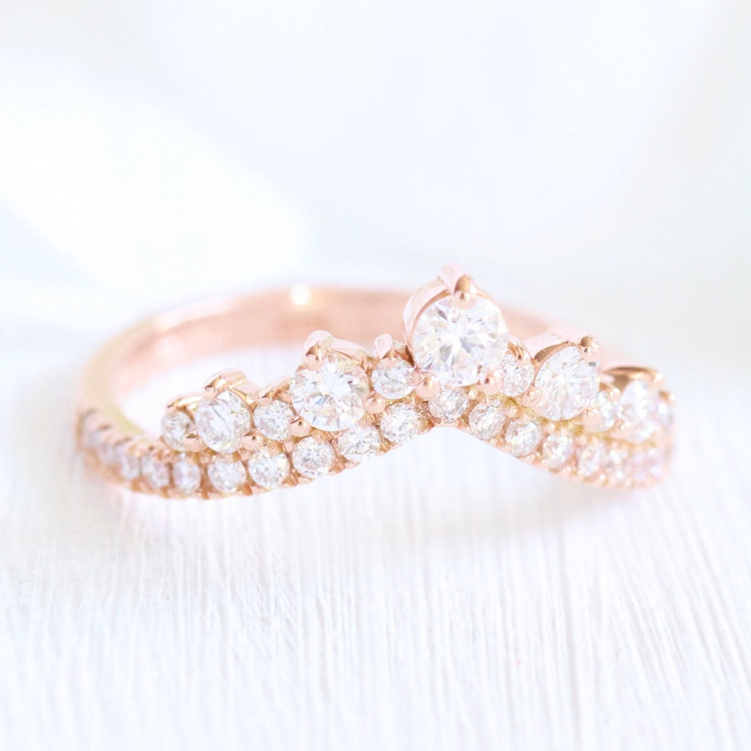 Tiara Halo Pave Bridal Set With Pear Moissanite and Tiara Diamond Band