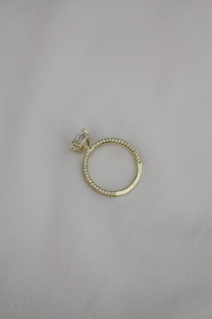 2.2 CT Cushion Cut Four Prong Moissanite Engagement Ring