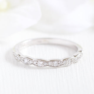 Oval Halo Pave Moissanite Ring With Scalloped Diamond Band