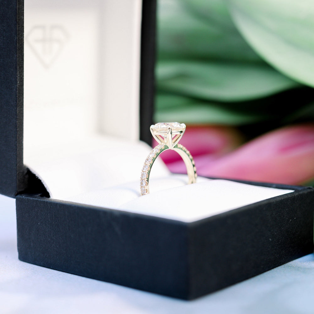 1.50CT Round Brilliant Cut Moissanite Pave Diamond Engagement Ring