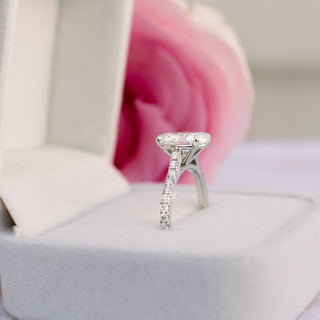 2.50CT Oval Cut Moissanite Trellis Pave Diamond Engagement Ring