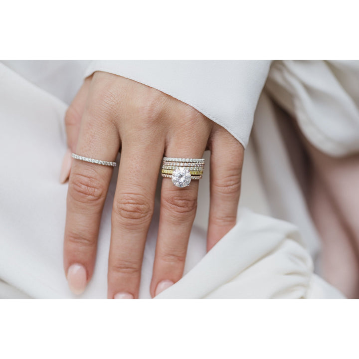 2.10CT Round Cut Hidden Halo Moissanite Diamond Engagement Ring