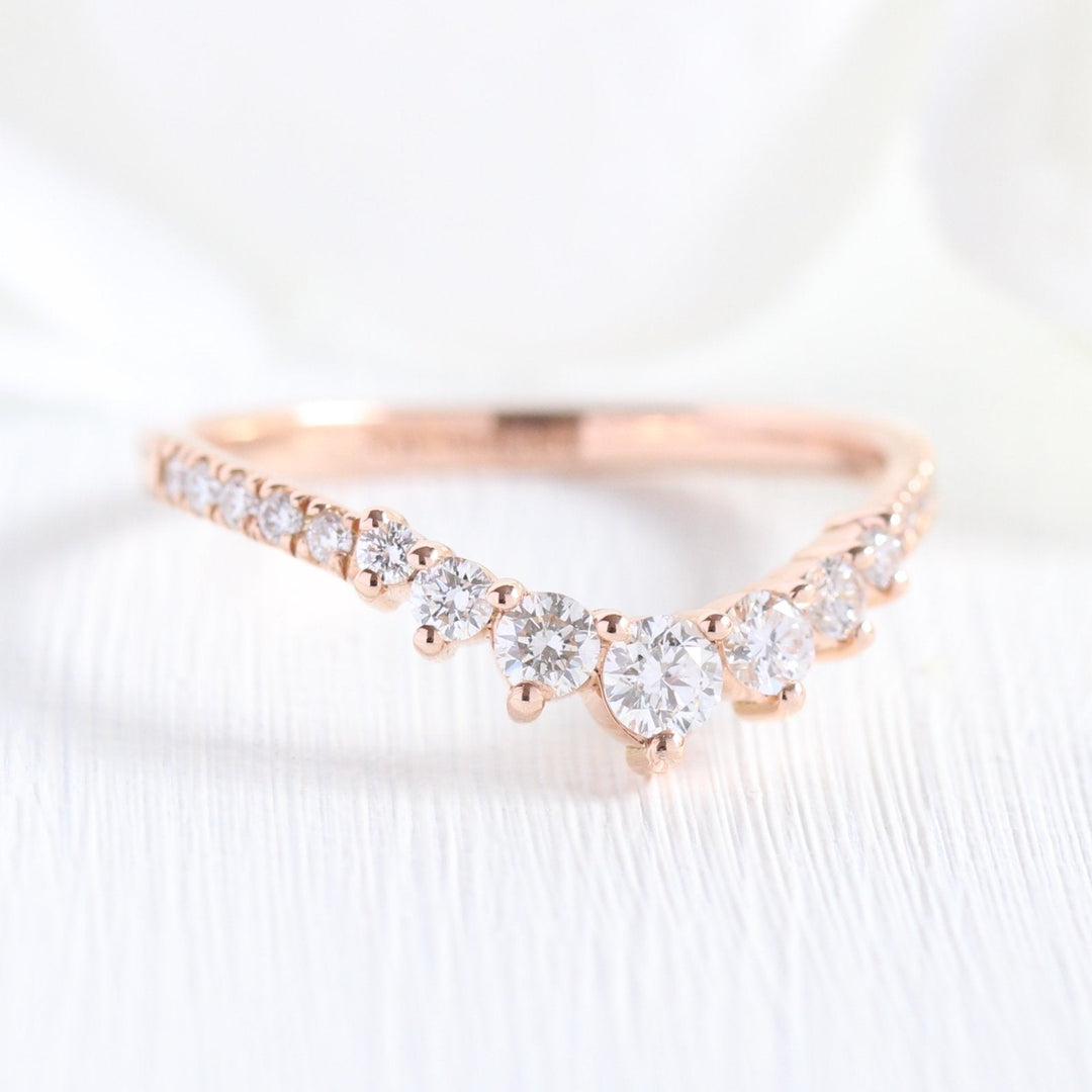 Oval cut moissanite with halo bridal band set 14k in rose gold