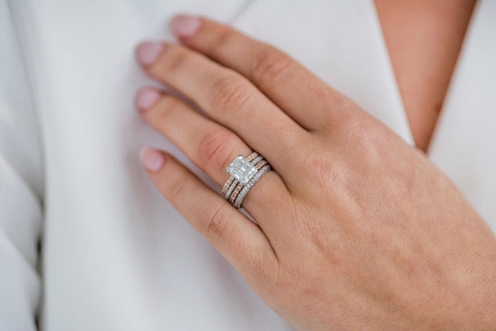 2.30CT Ascher Cut Hidden Halo Moissanite Diamond Engagement Ring