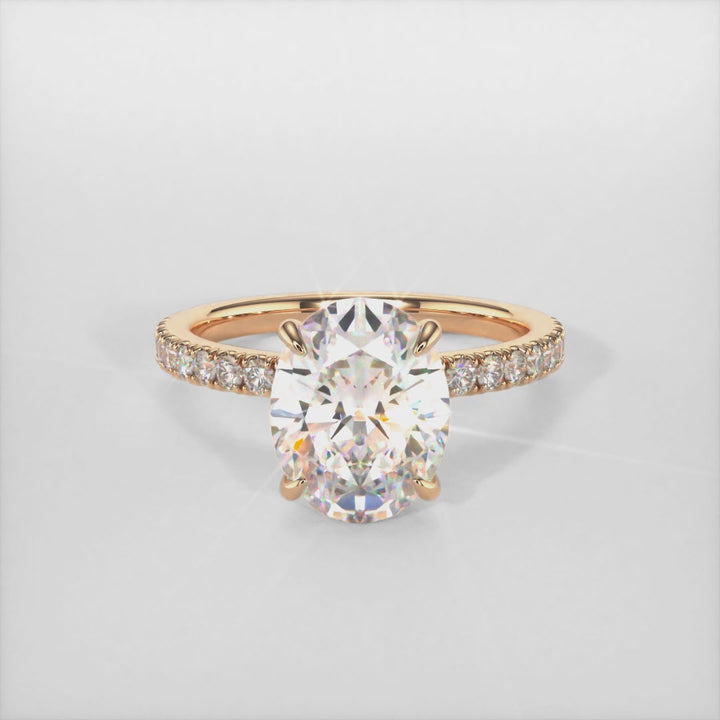 2.0CT Oval Diamond Hidden Halo Moissanite Engagement Ring