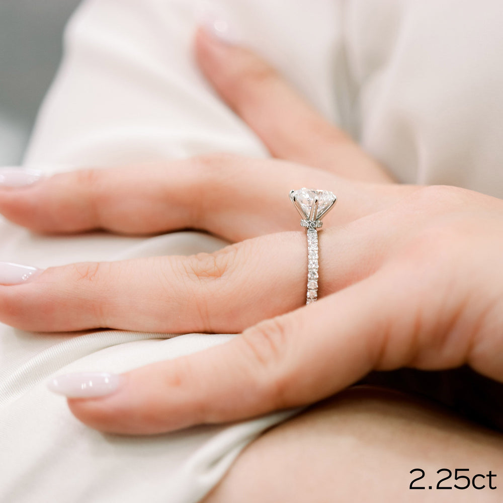 2.25CT Round Brilliant Cut Moissanite Collar Pave Diamond Engagement Ring