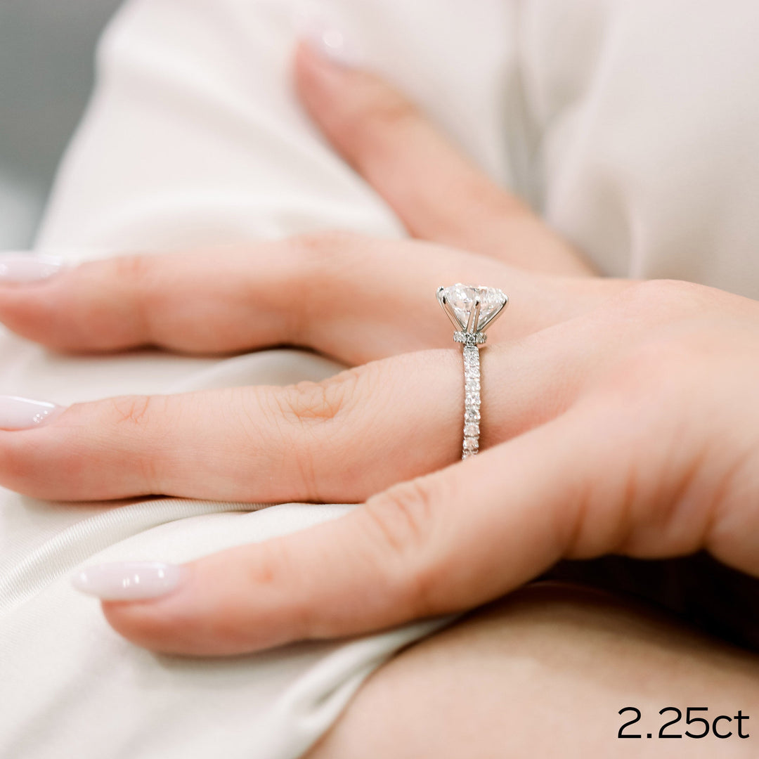 2.25CT Round Brilliant Cut Moissanite Collar Pave Diamond Engagement Ring