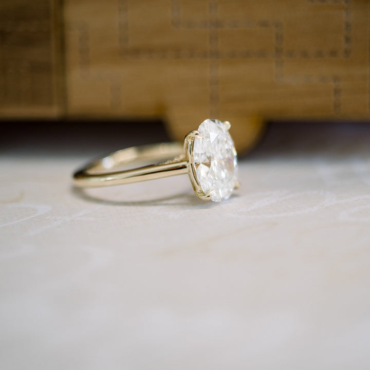 1.75ct Oval Cut Solitaire Moissanite 14K Gold Engagement Ring