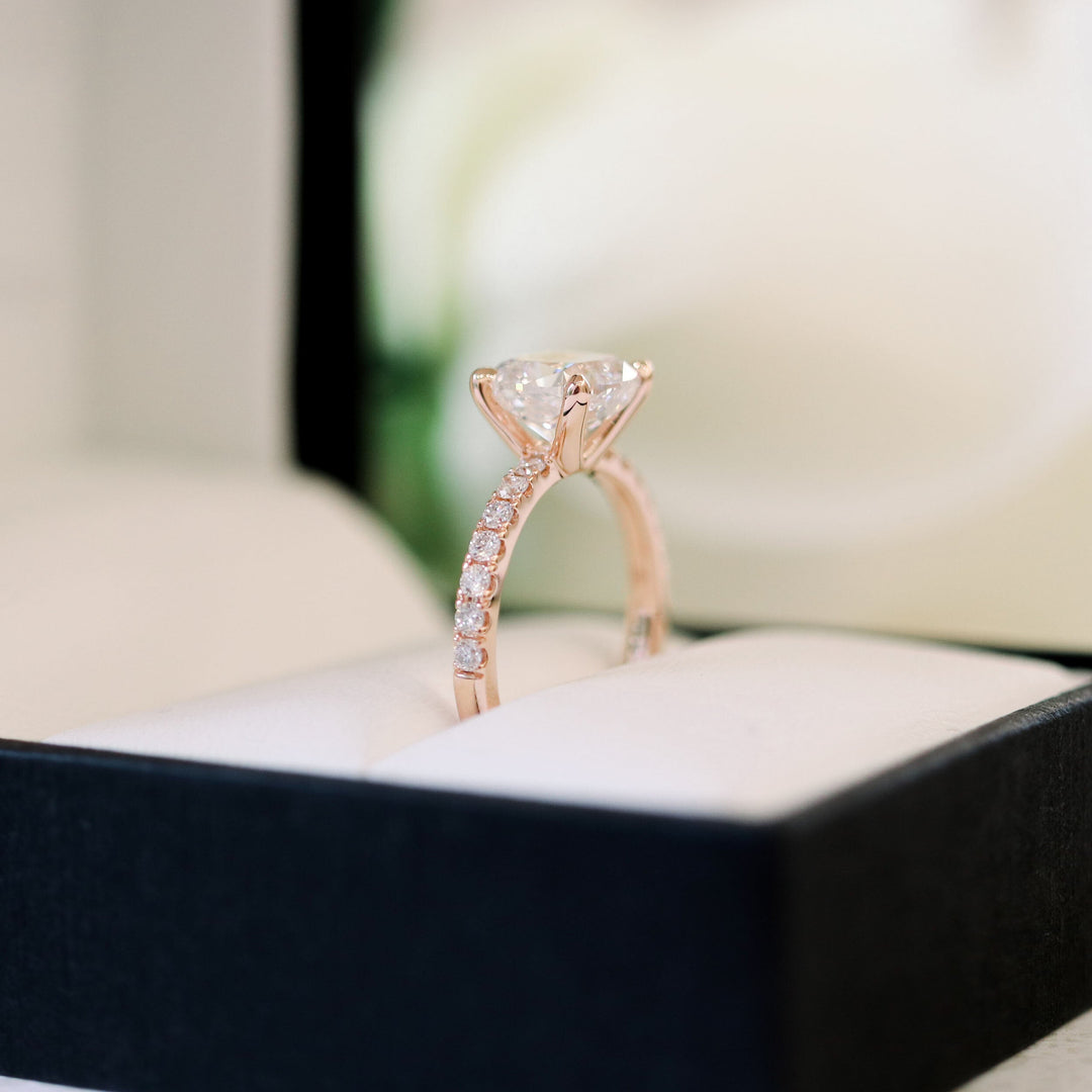 1.75CT Cushion Cut Moissanite Cathedral Pave Diamond Engagement Ring