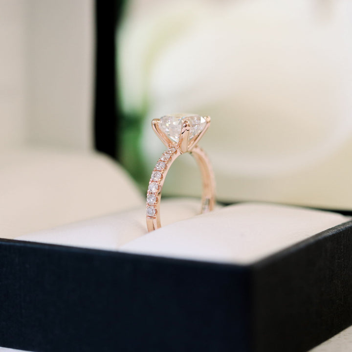 1.75CT Cushion Cut Moissanite Cathedral Pave Diamond Engagement Ring