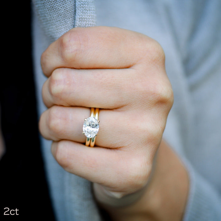 2.0ct Oval Cut East-West Moissanite Diamond Engagement Ring