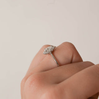0.75CT Pear Moissanite Halo Diamond Engagement Ring