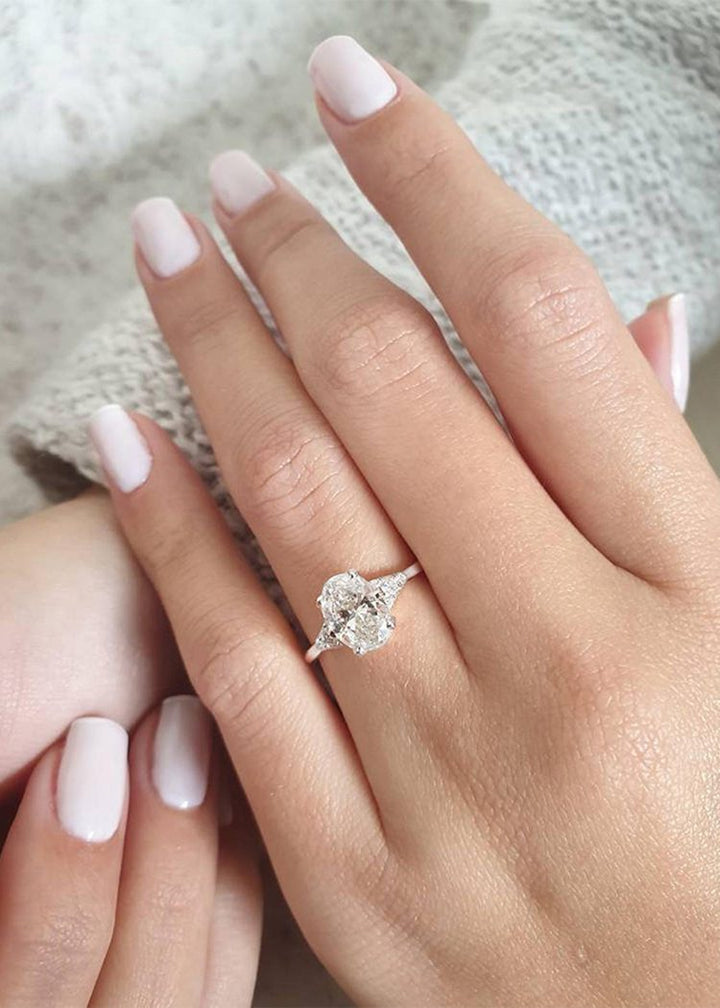 1.50ct Oval Cut Moissanite Diamond Three Stone Engagement Ring