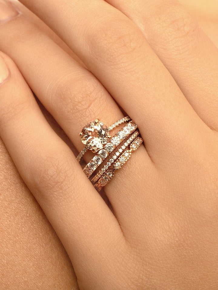 0.40CTW Round Brilliant Cut Moissanite Half Eternity Wedding Band