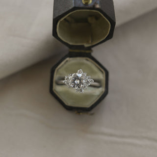 1.05ct Round Cluster Diamond Moissanite Engagement Ring