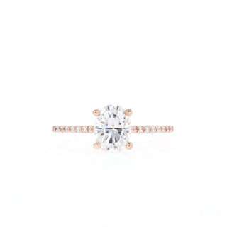 1.20CT Oval Moissanite Pave Diamond Engagement Ring