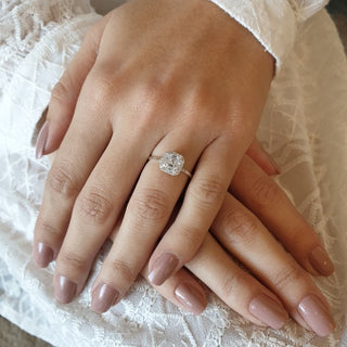 1.30CT Asscher Diamond Double Halo Moissanite Engagement Ring