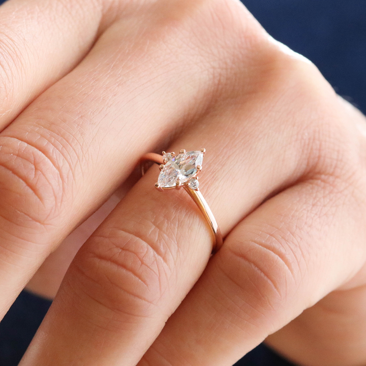 1.0 CT Marquise Cut Moissanite Engagement Ring