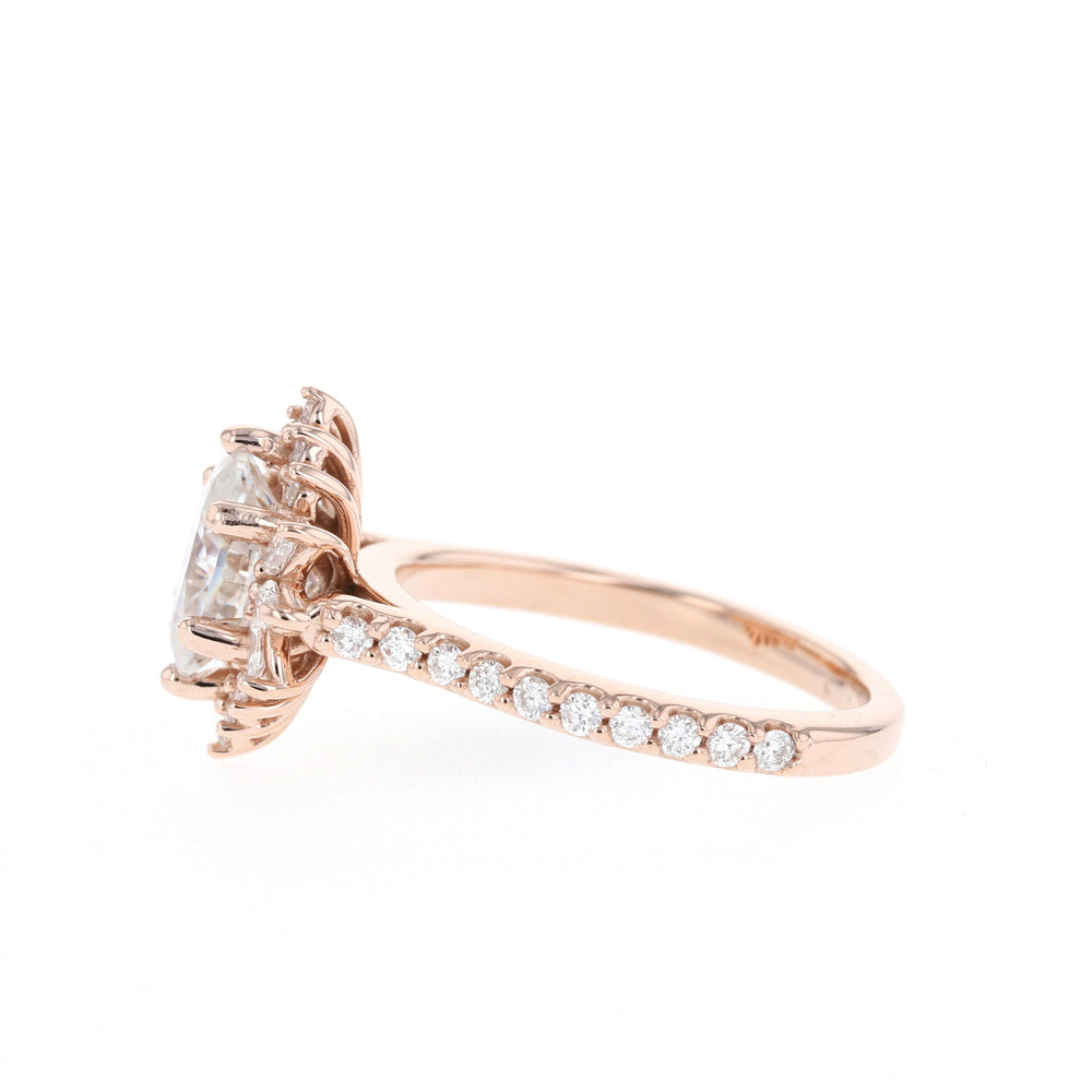 1.20CT Oval Cluster Moissanite Halo Diamond Engagement Ring