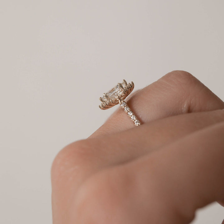 1.0CT Marquise Cut Cluster Moissanite Diamond Engagement Ring