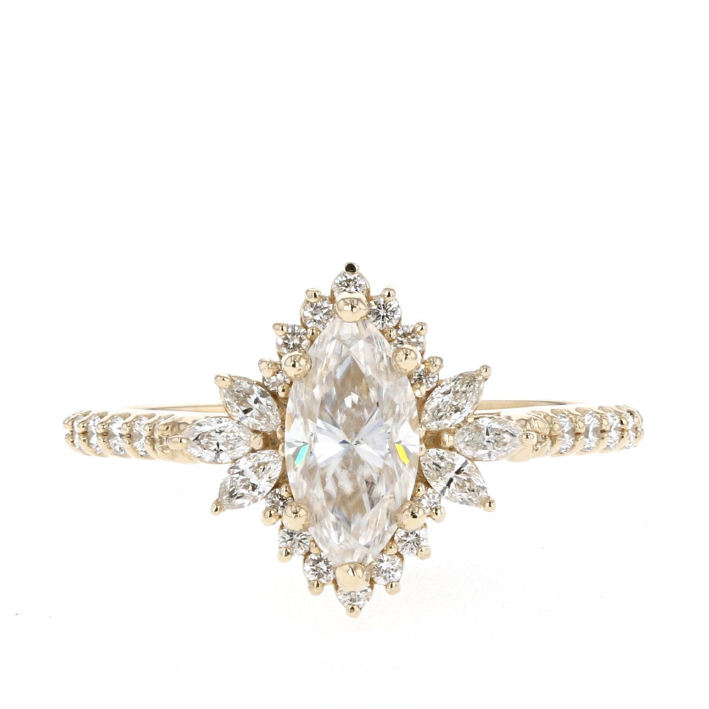 1.0CT Marquise Cut Cluster Moissanite Diamond Engagement Ring