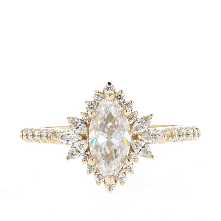 1.0CT Marquise Cut Cluster Moissanite Diamond Engagement Ring