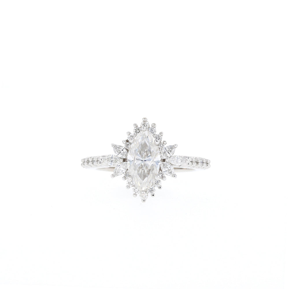 1.0CT Marquise Cut Cluster Moissanite Diamond Engagement Ring