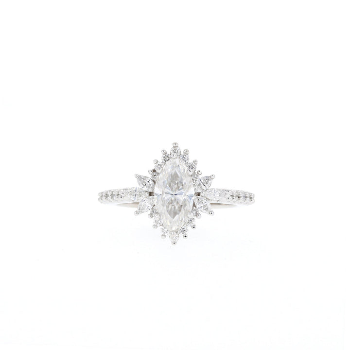 1.0CT Marquise Cut Cluster Moissanite Diamond Engagement Ring