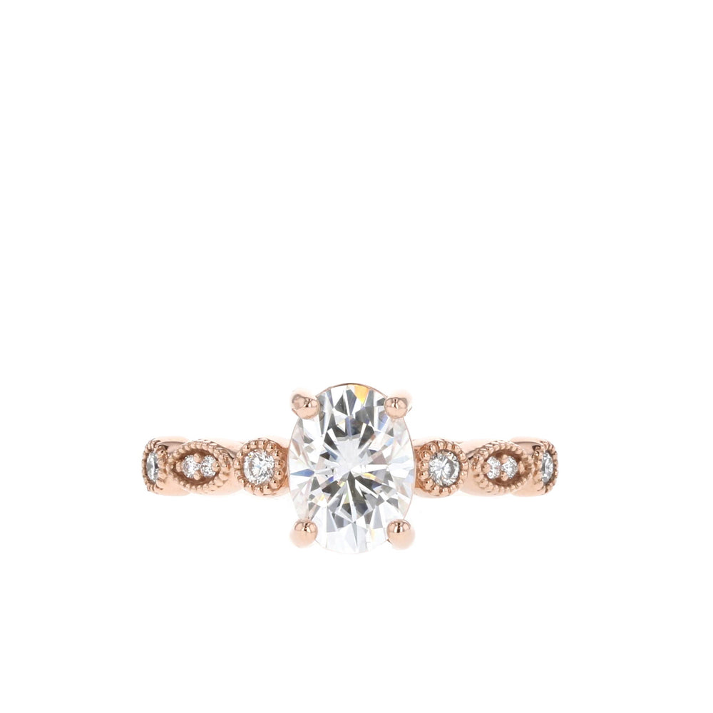 2.5CT Oval Moissanite Unique Pave Diamond Engagement Ring