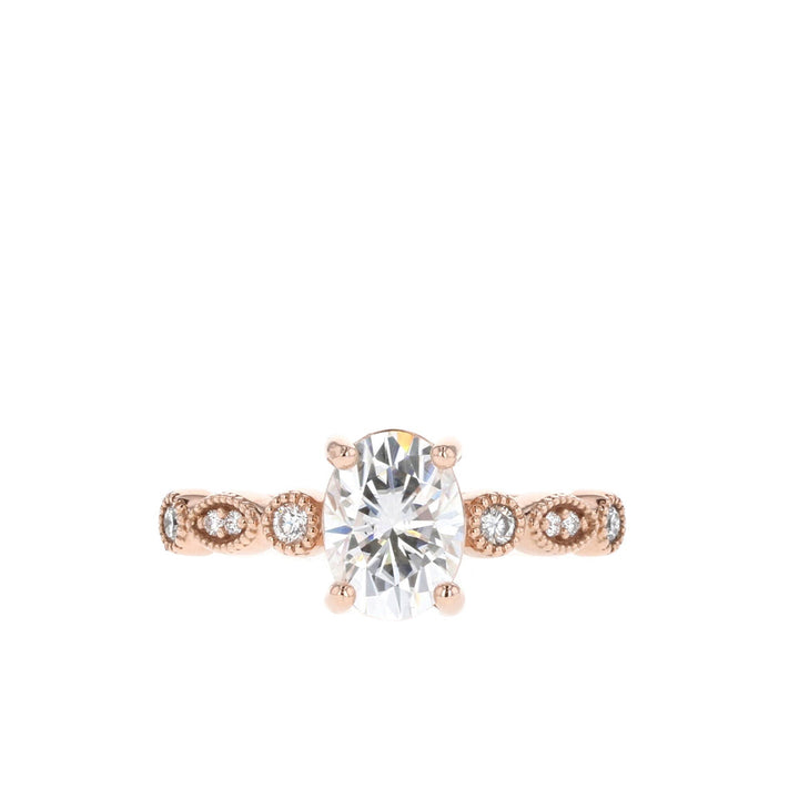 2.5CT Oval Moissanite Unique Pave Diamond Engagement Ring