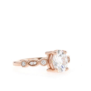 1.20CT Oval Moissanite Unique Pave Diamond Engagement Ring