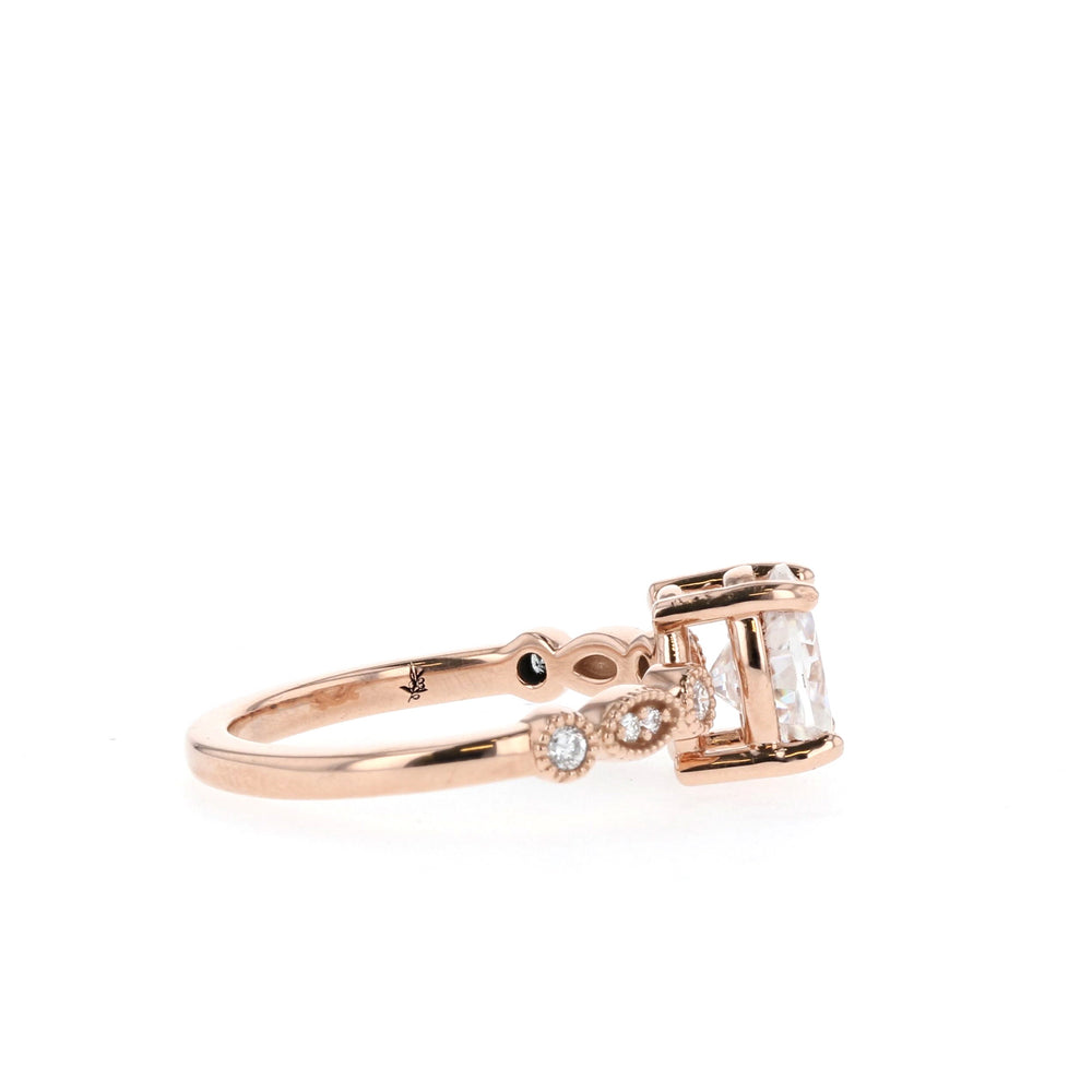 2.5CT Oval Moissanite Unique Pave Diamond Engagement Ring