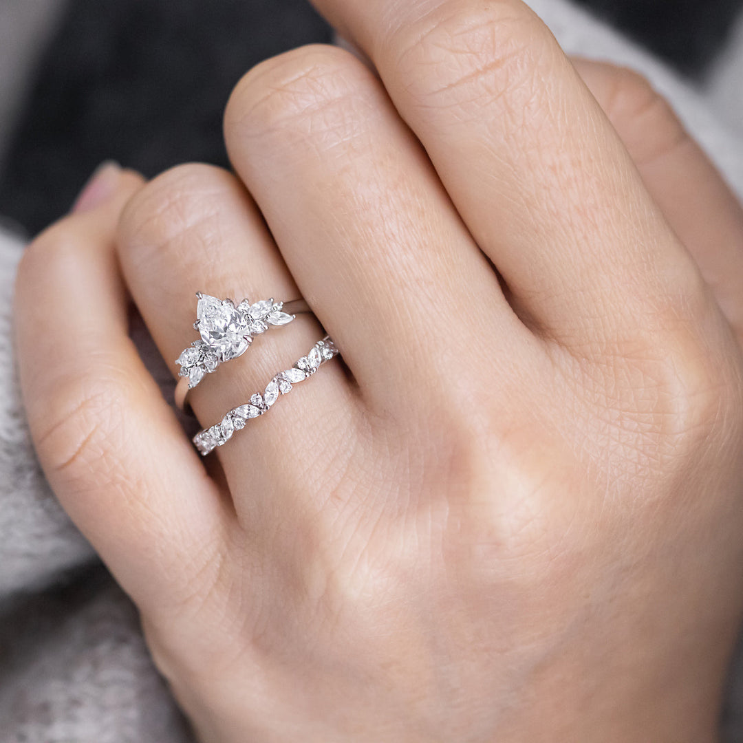 1.33 CT Pear Cut Moissanite Engagement Ring